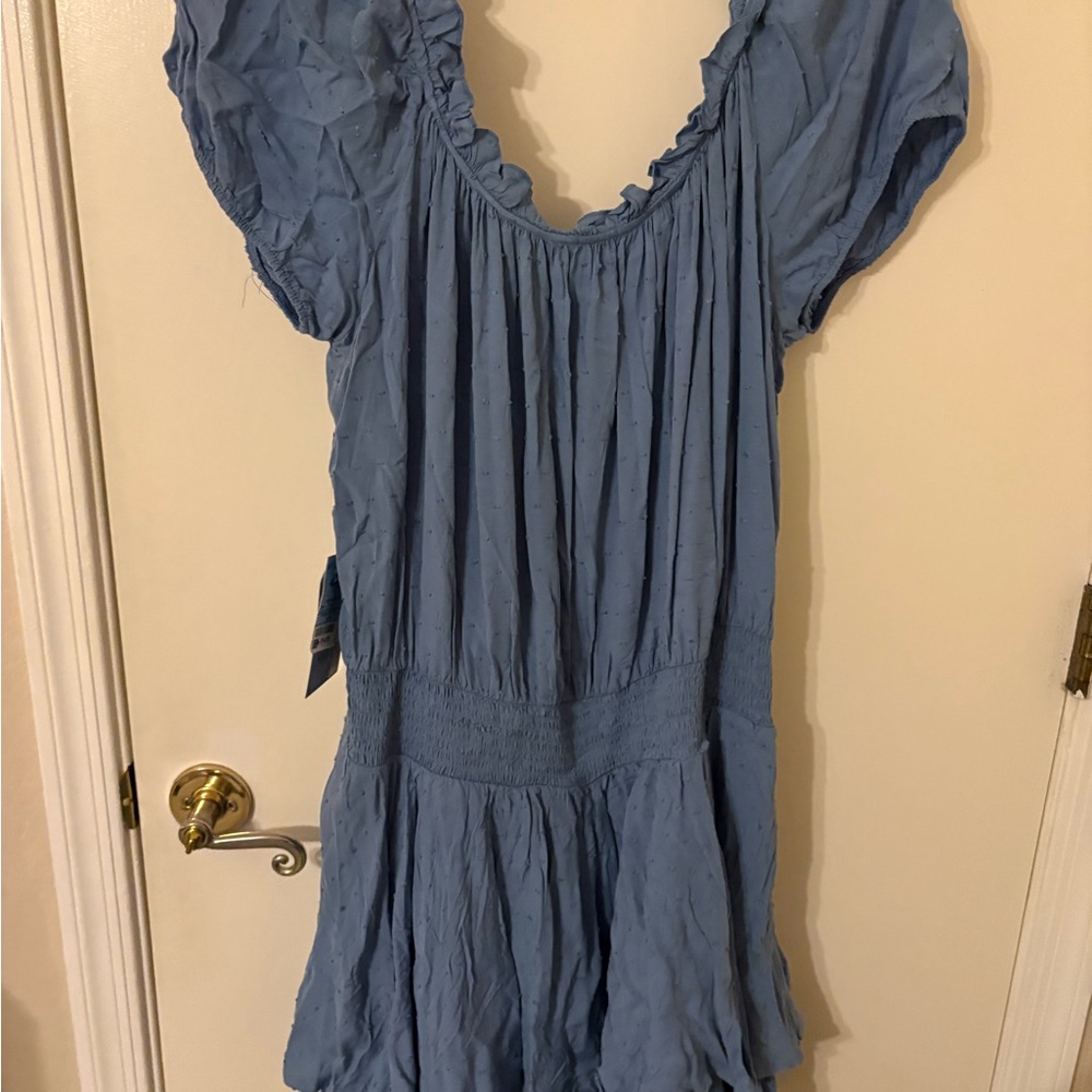 NWT plus size Blue Ruffled Romper - Picture 2 of 4